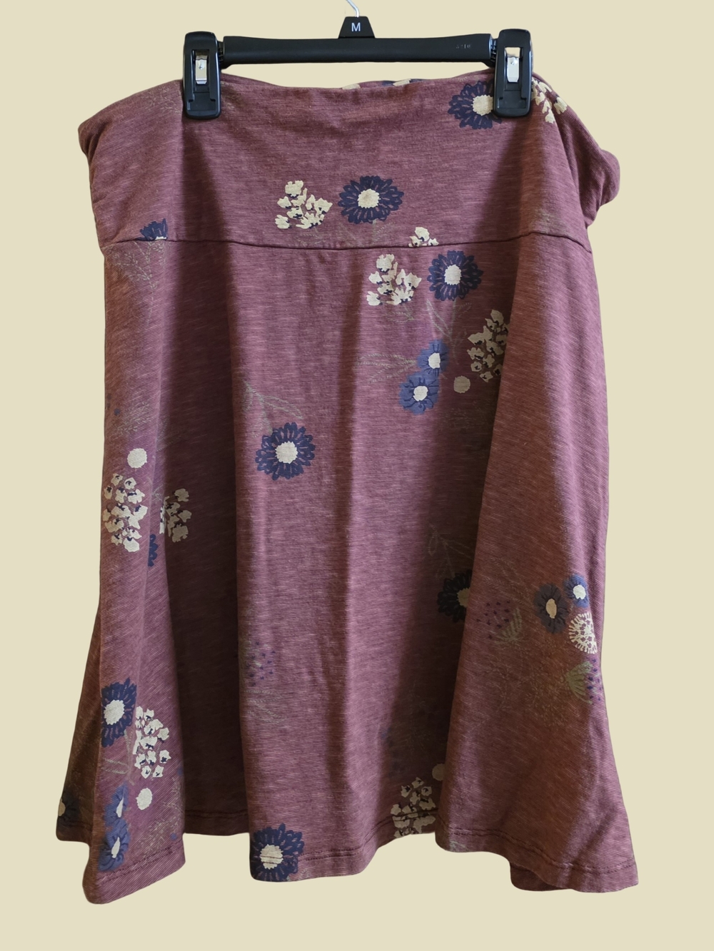 Toad & Co Burgundy Floral Organic Cotton Blend A Line Skirt